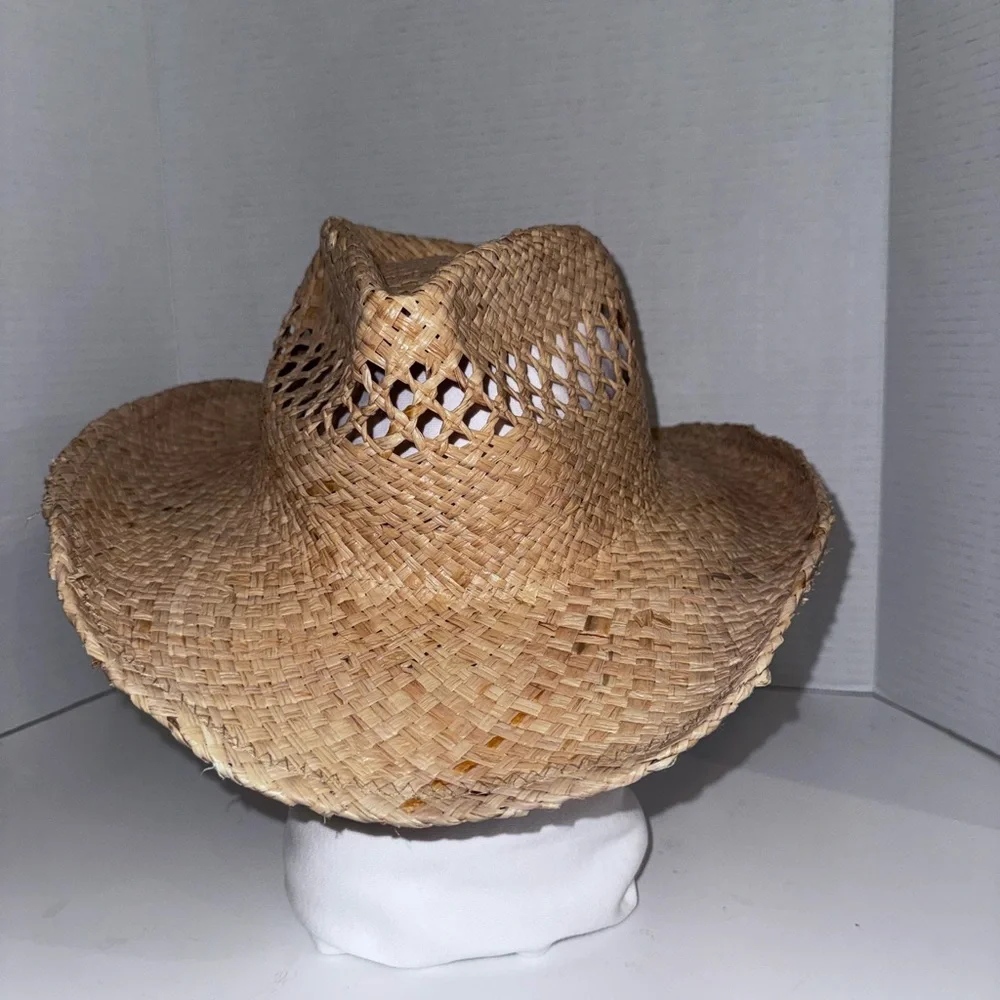 Lack Of Color Natural Straw Western Hat with Ventilated Crown